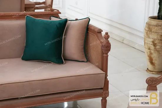 مبل کلاسیک ۸ نفره کاجی و مبل راحتی جورجیا چستر خرید مبل باروس 87 (4)