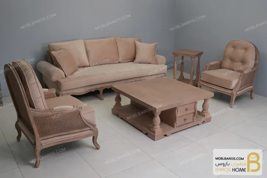 مبلمان کلاسیک ترکیب ژینو و مبل تک روما خرید مبل باروس (1)