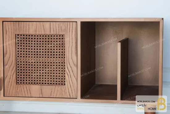 میز تلویزیون چوبی جدید حصیری گرندا خرید میز تیوی باروس 65 (3)