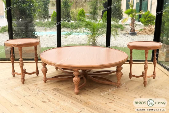 میز جلو مبلی و عسلی کینگ با صفحه چوبی باروس023 (2)