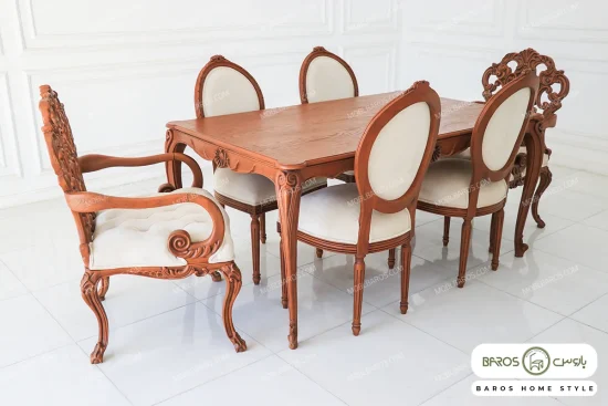 میز ناهارخوری کلاسیک منبتی رومینا با صندلی کینگ و راشل خرید مبل باروس ۱۹۱۲ (3)