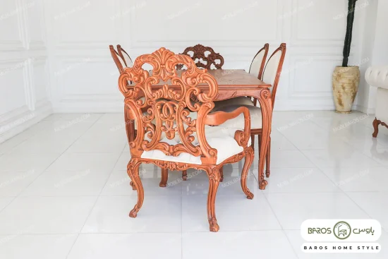میز ناهارخوری کلاسیک منبتی رومینا با صندلی کینگ و راشل خرید مبل باروس ۱۹۱۲ (4)