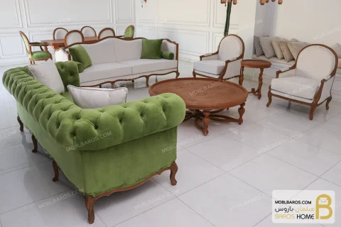 ست مبلمان ترکیبی گندم و چستر شیاره کد ۵ باروس 5 (1)