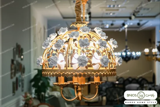 لوستر پذیرایی و اتاق خواب مدل سبدی با گل باروس 5 (1)