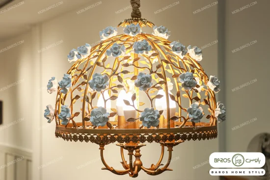 لوستر پذیرایی و اتاق خواب مدل سبدی با گل باروس 5 (4)