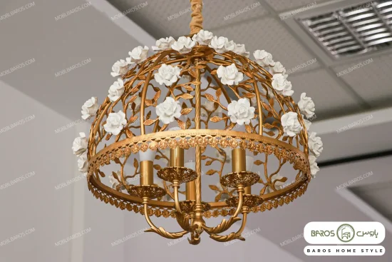 لوستر پذیرایی و اتاق خواب مدل سبدی با گل باروس 5 (6)