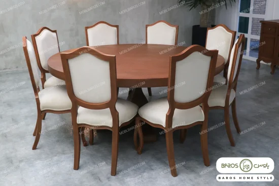 میز ناهارخوری چوبی گرد دکورا با صندلی گندم خرید مبل باروس 29291 (1)