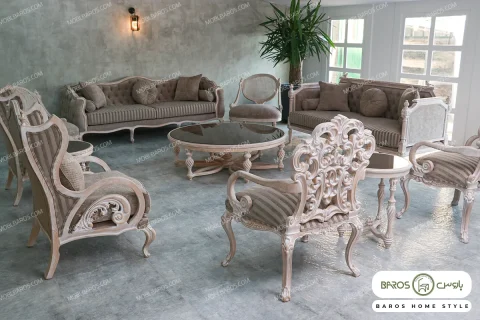 مبل نئوکلاسیک ۱۲ نفره ترکیبی ابزاری کاجی کینگ خرید باروس 56 (2)