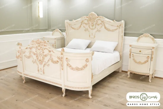 سرویس خواب عروس ژینوس رنگ شیری باروس (6)