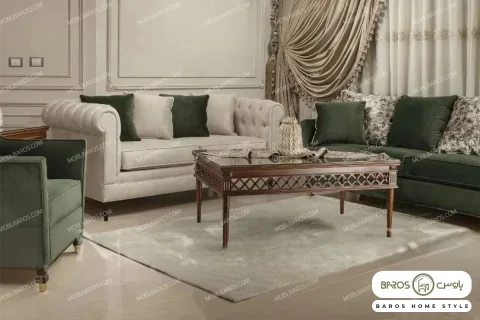 مبل راحتی سبز و کرم جدید و سفارشی پارادیس خرید باروس (1)