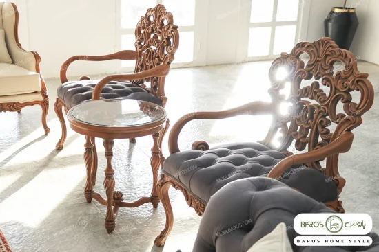 مبل کلاسیک رومینا و کینگ و چستر نیکا خرید مبل باروس 1014 (2)