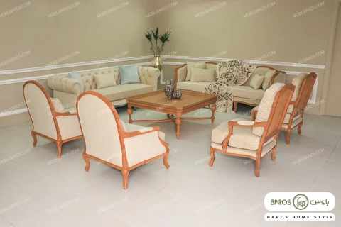مبل کلاسیک ۱۰ نفره گندم، چستر روما و فرانسوی خرید باروس (1)
