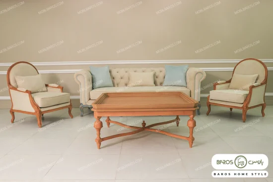 مبل کلاسیک ۱۰ نفره گندم، چستر روما و فرانسوی خرید باروس (2)