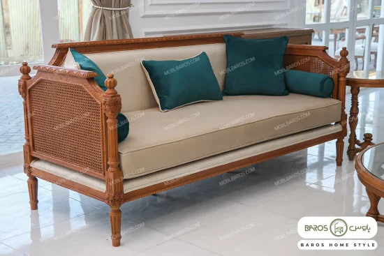 مبل کلاسیک ۸ نفره کاجی و راحتی چستر و فرانسوی خرید باروس 56 (3)