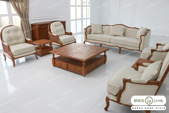 مبلمان ۷ نفره نئوکلاسیک ابزاری فرانسه و روما خرید باروس 589 (1)