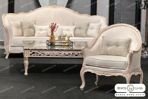 مدل مبل نئوکلاسیک ۵ نفره جدید ساوین کد ۲ خرید باروس