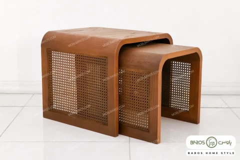میز جلو مبلی و عسلی چوبی حصیری پوکو کد ۲ باروس11 (4)