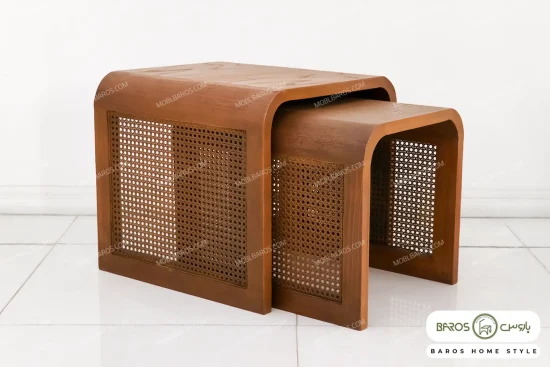 میز جلو مبلی و عسلی چوبی حصیری پوکو کد ۲ باروس11 (4)