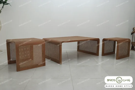 میز جلومبلی و عسلی چوبی حصیری پوکو کد ۲ خرید باروس (3)