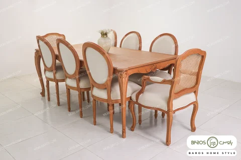 میز ناهار خوری کلاسیک و منبتی رومینا با صندلی راشل کد 2 خرید مبل باروس 1012 (4)
