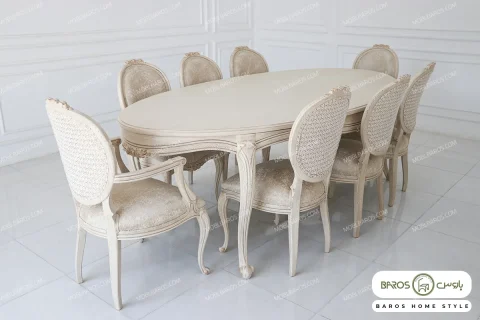 میز ناهارخوری کلاسیک و چوبی مدل لورنزو کد ۶ خرید باروس 45 (2)