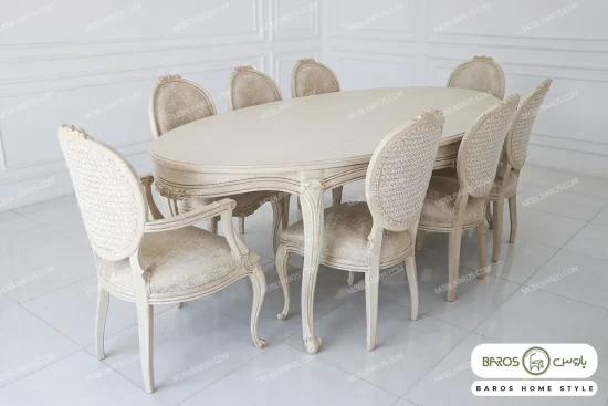 میز ناهارخوری کلاسیک و چوبی مدل لورنزو کد ۶ خرید باروس 45 (2)