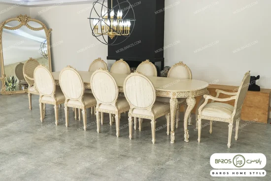میز ناهارخوری ۱۰ نفره کلاسیک و چوبی جدید الینا خرید باروس (10)