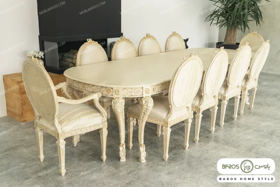 میز ناهارخوری ۱۰ نفره کلاسیک و چوبی جدید الینا خرید باروس (11)