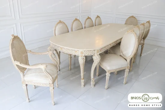 میز ناهارخوری ۱۰ نفره کلاسیک و چوبی جدید الینا خرید باروس (15)