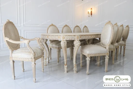 میز ناهارخوری ۱۰ نفره کلاسیک و چوبی جدید الینا خرید باروس (16)