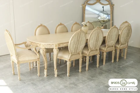 میز ناهارخوری ۱۰ نفره کلاسیک و چوبی جدید الینا خرید باروس (6)