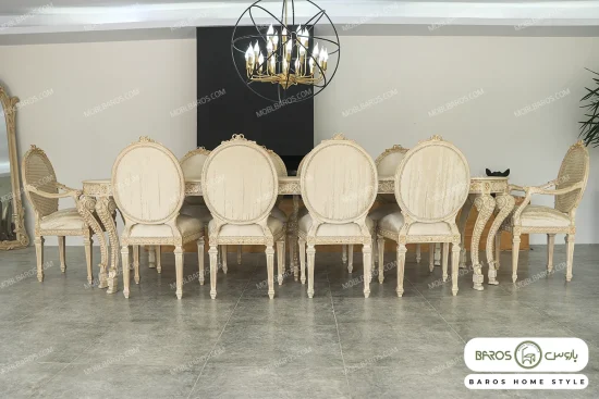 میز ناهارخوری ۱۰ نفره کلاسیک و چوبی جدید الینا خرید باروس (9)