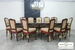 میز ناهارخوری ۱۲ نفره کلاسیک و چوبی لورنزو جدید خرید باروس (6)