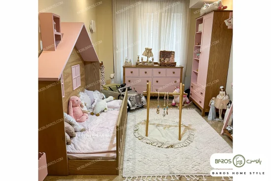 سیسمونی اتاق نوزاد رنگ صورتی مدل الینا کد ۲ خرید باروس (1)