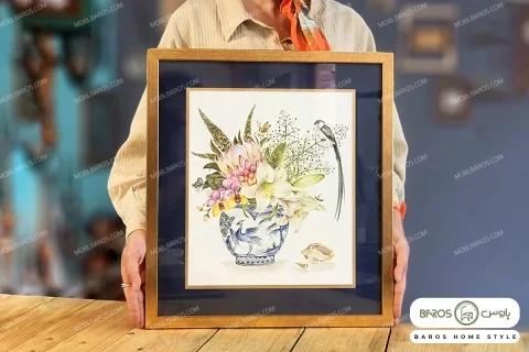 قاب آینه نقاشی آبرننگ با پاسپارتو