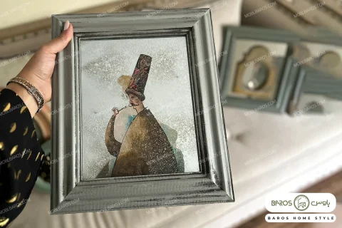 قاب آینه چوبی طرح آشپز باشی