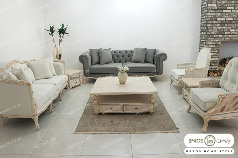 مبل 8 نفره کلاسیک گندم، جورجیا چستر شیاره، روما خرید مبل باروس 1012 (2)