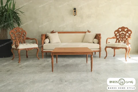 مبل نئوکلاسیک نیم ست ۵ نفره کاجی و کینگ خرید باروس (1)
