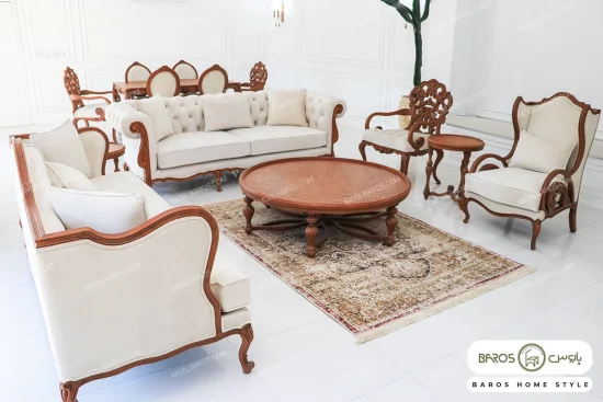 مبل کلاسیک و راحتی ۱۰ نفره کینگ و چستر نیکا خرید مبل باروس ۱۰۱۳ (4)