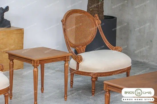 مبل کلاسیک ۷ نفره مدل کاجی تکنفره و کاناپه خرید باروس (9)