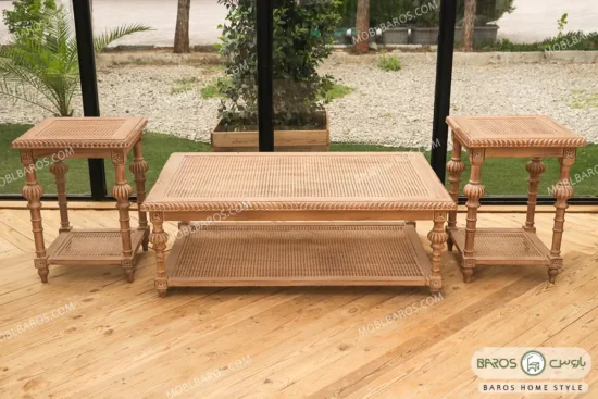 میز جلو مبلی و عسلی حصیری کاجی کد ۲ (1)