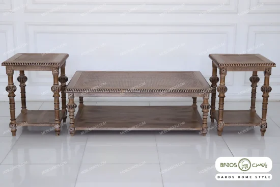 میز جلو مبلی و عسلی حصیری کاجی کد ۲ باروس 14 (1)