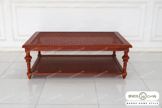 میز جلو مبلی و عسلی حصیری کاجی کد ۲ باروس 653 (2)