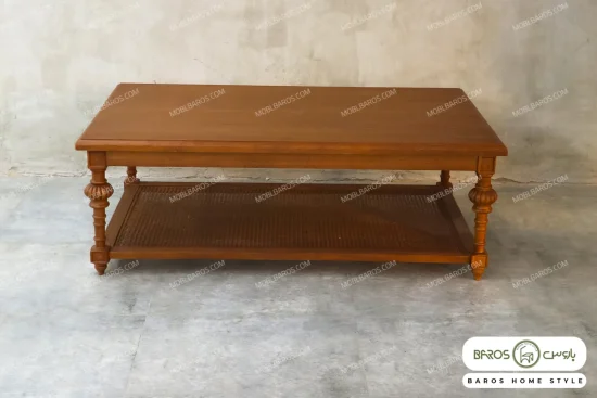 میز جلو مبلی و عسلی حصیری کاجی کد ۲ مبلمان باروس (3)