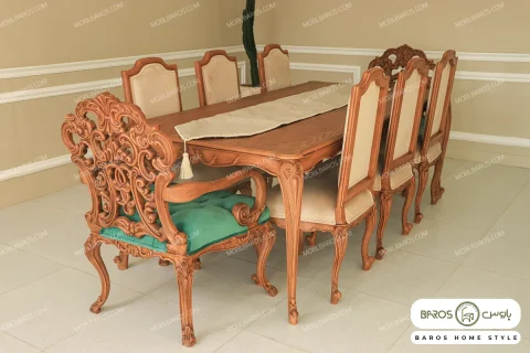 میز ناهارخوری کلاسیک منبتی رومینا با صندلی کینگ کد ۵ خرید باروس (3)