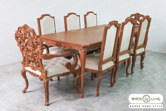 میز ناهارخوری کلاسیک منبتی رومینا با صندلی کینگ کد ۵ خرید باروس 89 (2)