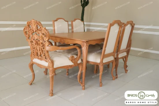 میز ناهارخوری کلاسیک منبتی رومینا با صندلی کینگ کد ۵ خرید باروس 98 (1)
