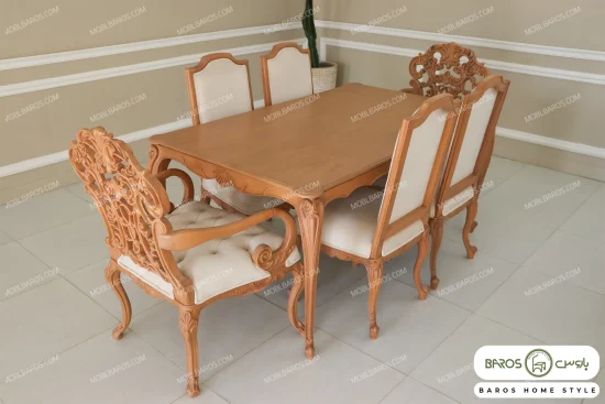 میز ناهارخوری کلاسیک منبتی رومینا با صندلی کینگ کد ۵ خرید باروس 98 (2)