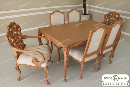 میز ناهارخوری کلاسیک منبتی رومینا با صندلی کینگ کد ۵ خرید باروس 98 (3)