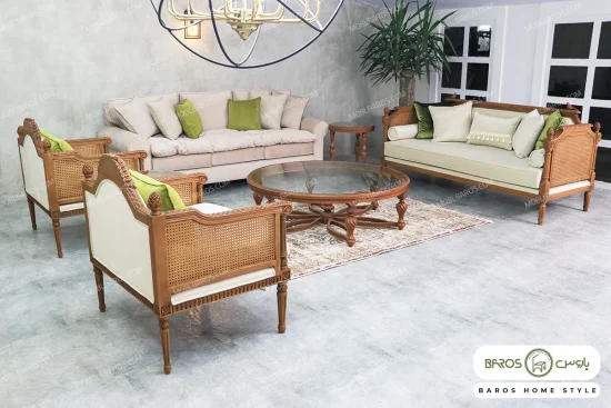 مبل کلاسیک کاجی و کاناپه گیسو خرید باروس (2)